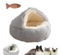 HNTKGME Nest Bed, Cat Sleeping Bag for Indoor Cats, Covered Thickened Warm Cat Nest Bed, Anti-Slip Bottom Removable Washable Fluffy Cat Bed For Small and Medium Dogs Cats (F,23.6in)