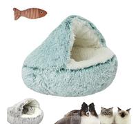 HNTKGME Nest Bed, Cat Sleeping Bag for Indoor Cats, Covered Thickened Warm Cat Nest Bed, Anti-Slip Bottom Removable Washable Fluffy Cat Bed For Small and Medium Dogs Cats (D,19.6in)