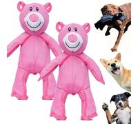 HNTKGME Oso Irrompible De Juguete para Perros, Oso Chirriante para Masticar para Perros, Nylon Resistente A Las Mordidas Y con Triple Costura, Juguetes Lavables para Perros Que Muerden Mucho (2*Pink)