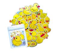 HNTR® Calcomanías de pato de goma amarilla, 50 bonitas calcomanías de vinilo impermeables, divertidos regalos de pato para niños, diarios, portátiles, botellas y álbumes de recortes