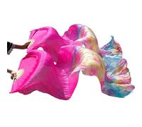 HNULGVI Fan De La Danza del Vientre Abanico Abanico for Danza del Vientre de Seda, velos Reales, Colores Izquierdo + Derecho en 180 * 90 Cm para la Fiesta(Green,120x90cm Real Silk)