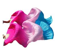 HNULGVI Fan De La Danza del Vientre Abanico Abanico for Danza del Vientre de Seda, velos Reales, Colores Izquierdo + Derecho en 180 * 90 Cm para la Fiesta(Pink,180x90cm Real Silk)