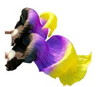 HNULGVI Fan De La Danza del Vientre Abanico Abanico for Danza del Vientre de Seda, velos Reales, Colores Izquierdo + Derecho en 180 * 90 Cm para la Fiesta(Auburn,150x90cm Real Silk)