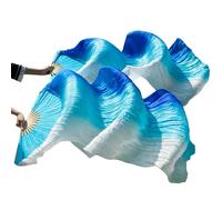 HNULGVI Fan De La Danza del Vientre Abanico Abanico for Danza del Vientre de Seda, velos Reales, Colores Izquierdo + Derecho en 180 * 90 Cm para la Fiesta(White,120x90cm Real Silk)