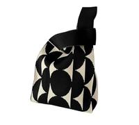 HNULGVI Nudo Bolsa De MuñEca Bolso de mano punto hecho a, bolso muñeca con nudo for mujer, informal, bolsas compras reutilizables for niñas Portátil(Black)