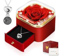 Hnustbo Regalos Originales para Mujer, Mamá, Novia, Flores Eterna, Rosa Real Preservada con Collar, Regalos Ideales para Ella En Cumpleaños, Aniversario, Día De San Valentín, Día De La Madre, Navidad