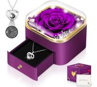 Hnustbo Regalos Originales para Mujer, Mamá, Novia, Flores Eterna, Rosa Real Preservada con Collar, Regalos Ideales para Ella En Cumpleaños, Aniversario, Día De San Valentín, Día De La Madre, Navidad