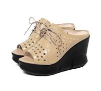 HNVAVQ Mules de Cuña para Mujer Sandalias Plataforma de Cuero