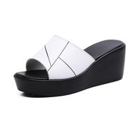 HNVAVQ Mules Mujer Plataforma Tacón Cuña 6cm Sandalias Casuales | Sandalias de Cuña Mujer, Zapatos Cómodas para Verano, Zapatos sin Cordones Diario