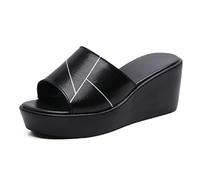 HNVAVQ Mules Mujer Plataforma Tacón Cuña 6cm Sandalias Casuales | Sandalias de Cuña Mujer, Zapatos Cómodas para Verano, Zapatos sin Cordones Diario