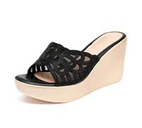 HNVAVQ Sandalias de Cuña para Mujer con Strass Mules de Plataforma 8cm Tacón Alto Punta Abierta Elegantes Vestir Verano