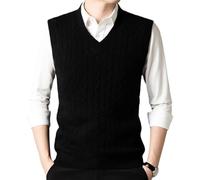 HNVAVQ Suéter Chaleco de Cachemira para Hombre - 100 % Cachemira,Chaleco de Punto Cuello en V Clásico