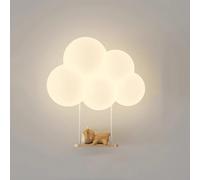 HNVBDOPAE Lámparas de Pared Infantiles para Dormitorios de Niñas, Luces de Pared con Diseño de Nubes para Guardería, Aplique de Pared con Pantalla de Leche Blanca Y Dibujos Animados de Animales, Lámpa
