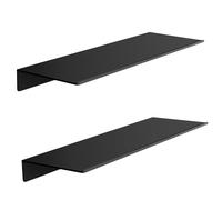 HNVNER Estante Pared Negro, Longitud 40cm, Estanteria Metálica Pared Set de 2, Estantería Baño, Baldas para Dormitorio, Sala de Estar, Ducha