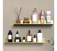 HNVNER Estanteria Baño Sin Taladro, Cepillado Oro Decoración Estanteria Pared Juego de 2, Metal Antioxidante Estante Ducha 40cm, Baldas Flotantes Pared Organizador para Sala de Estar, Dormitorio