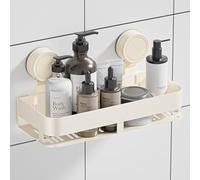 HNVNER Estanteria Baño Ventosas, Estanteria Baño Sin Tornillos Resistente al Agua y al Oxido Carga MAX de 10 kg, Estante Ducha para Champú/Jabonera y Gel (Blanco)