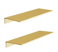 HNVNER Estanteria de Metal Set de 2, Estante de Pared de Oro Cepillado, 40x12.5cm, Baldas Flotantes para Dormitorio, Sala de Estar, Baño, Ducha