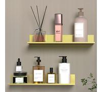 HNVNER Estanteria Ducha sin Taladro 2 Piezas, Estante Baño Organizador Ducha 30cm, Metal Baldas Flotantes Pared, Moderno Decoracion Estanteria Pared para Salon, Cocina, Habitación, Cepillado Oro