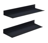 HNVNER Estanteria Ducha sin Taladro 2 Piezas, Negro Metal Baldas Flotantes Pared 40CM, Organizador Baño Estante Ducha, Decoración Estanteria Pared para Salon, Cocina, Habitación, Baño, Oficina