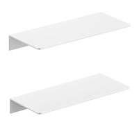 HNVNER Estanteria Pared Blanco Brillante de Metal, Set de 2 Baldas Flotantes Pared de Aluminio Sin Taladro, Estantes Flotantes para Exhibición y Almacenaje em Salón, Dormitorio, Baño (30 x 12.5 cm)