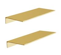 HNVNER Estantes de Pared Juego de 2, Dorado Cepillado, Estanterias Metalicas de Pared Baldas para Salón, Dormitorio, Recibidor, Ducha, Oficina, Estanteria Baño (30 x 12.5 CM)