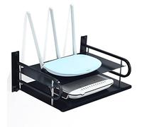 HNVNER Estantes Flotantes para Dispositivos de Streaming, Estantería Pared para Proyector, Soporte Pared de Metal Negro para Router, Reproductores de DVD y BLU-Ray, Consolas de Juego (Doble, Grande)