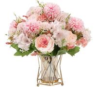 HNVNER Flores Artificiales Decoracion Rosa, 2 PCS Ramo de Flores Tela de Peonía, Arreglos Florales Artificiales para Hogar, Cocina, Jardín, Fiestas y Bodas