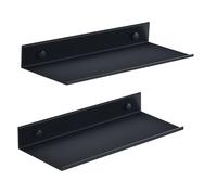 HNVNER Negro Estanteria Pared Juego de 2, Metal Estanteria Baño Sin Taladro 30CM, Antioxidante Estante Ducha, Moderno Baldas Flotantes Pared para Sala de Estar, Dormitorio, Cocina, Sala de Estudio