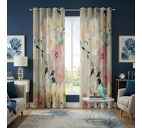 HNYDM Cortinas Florales en Rosa Suave, con Estampado de Flores de Acuarela, Paneles de Cortina botánicos Pastel, decoración del hogar Estilo cottagecore (an x al/2x100 x 120cm)