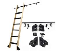 HNYDMF Negro Rolling Ladder Hardware Library Kit de Hardware de la Escalera Deslizante (sin Escalera), Tube Round Tube Mobile Ladder Rail + Pista de extensión para Inicio/Indoor/Loft