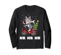 Ho, Ho, Ho, Merry Catmas, Bicicleta, Gato, Navidad Manga Larga