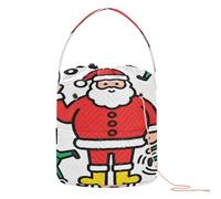 Ho Ho Ho Santa & Elves - Bolsa organizadora de hilo de ganchillo, bolsa de viaje portátil para viajes, suministros de punto de ganchillo