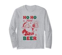 «Ho Ho Hold My Beer», Divertida Bebida navideña de Papá Noel Manga Larga