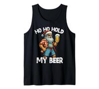 Ho Ho Hold My Beer Funny Santa Bebiendo Navidad en Julio Camiseta sin Mangas