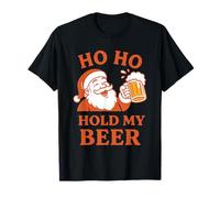 Ho Ho Hold My Beer Papá Noel Humor Diversión navideña Camiseta