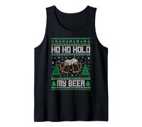 Ho Ho Hold My Beer Santa Ugly Christmas Beber Sweater Camiseta sin Mangas