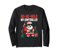 Ho Ho Hold My Controller, Divertido Papá Noel Gamer, Navidad Manga Larga