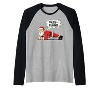 Ho Ho Hold The Plank Christmas Santa Workout Funny Gym Retro Camiseta Manga Raglan