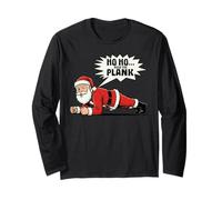 Ho Ho Hold The Plank Christmas Santa Workout Funny Gym Retro Manga Larga