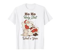 Ho Ho Holy Shit What a Year Funny Christmas Santa Camiseta