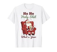 Ho Ho Holy Shit What a Year Funny Christmas Santa Camiseta