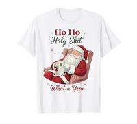 Ho Ho Holy Shit What a Year Funny Christmas Santa Camiseta