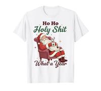 Ho Ho Holy Shit What a Year Funny Christmas Santa Camiseta