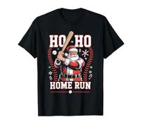 Ho Ho Home Run Béisbol Navidad Divertido Vacaciones Deportes Santa Camiseta