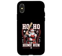 Ho Ho Home Run Béisbol Navidad Divertido Vacaciones Deportes Santa Carcasa para iPhone X/XS