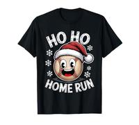 Ho Ho Home Run Funny Baseball Christmas Santa Hat Camiseta