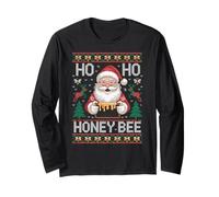 HO HO Honey Bee Santa Ugly Christmas Pun Manga Larga