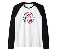 Ho Ho Santa Mierda Qué año Papá Noel Divertido de Navidad Camiseta Manga Raglan