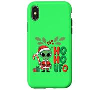 Ho-Ho UFO Funny Alien Christmas Novedad Diseño Gráfico Carcasa para iPhone X/XS