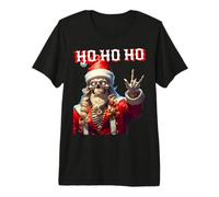 HO Santa Rocks Navidad Calavera Hombres Mujeres Adolescentes Camiseta Premium